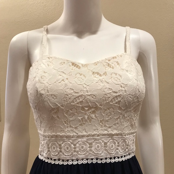 IN San Francisco Formal Dress Size 5 Blue White Mini Dress Prom Graduation - Picture 2 of 14